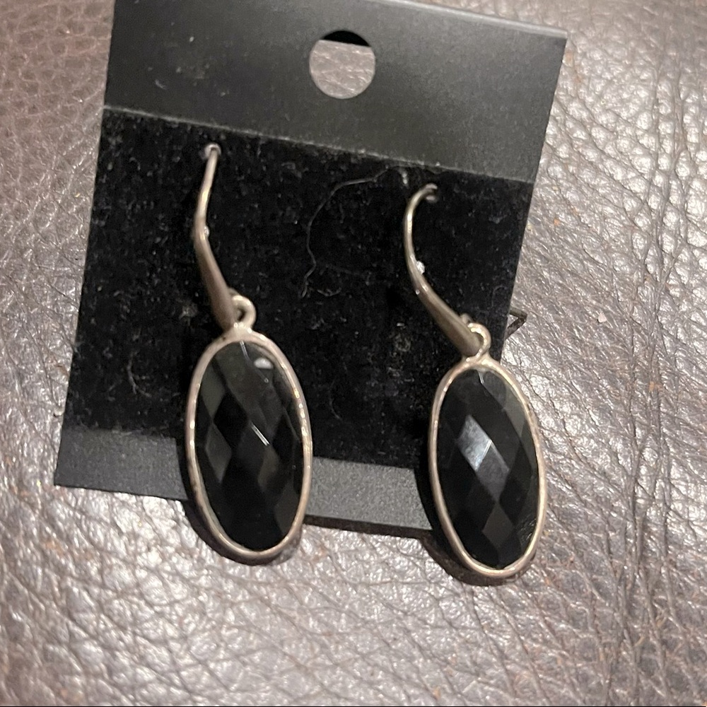 Black onyx sterling earrings